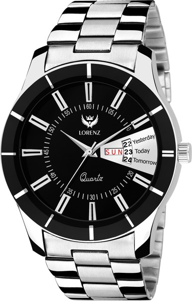 Buy Lorenz Day & Date Functioning Round Black Dial Men's Watch - MK-1074A on EMI