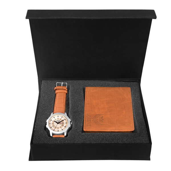 Buy LORENZ CM-2016WL-07 Combo of Silver Dial Analogue Watch and Brown Wallet for Men on EMI