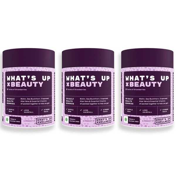 Buy What's Up Wellness Beauty Gummies - For Hair, Skin and Nails I Biotin, Vitamins A to E, Folic Acid, Zinc, & more 90 Days Pack on EMI