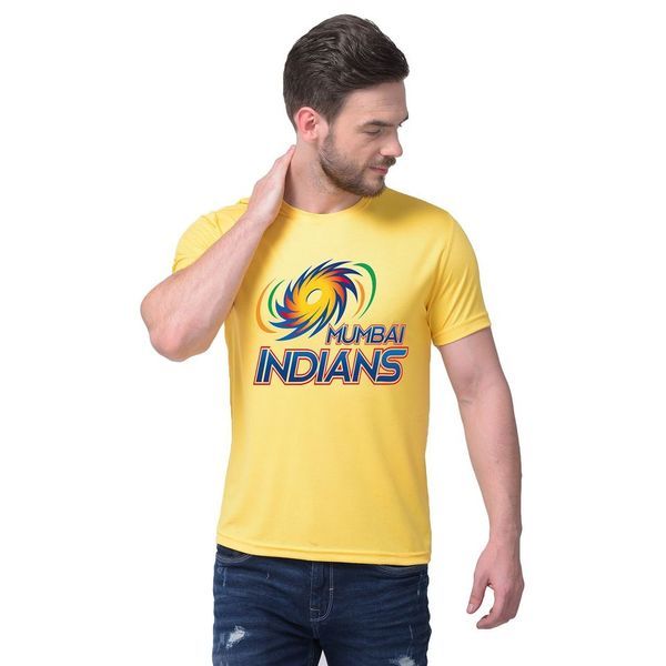 Buy Naira MUMBAI INDIANS Yellow Men's Tshirt on EMI