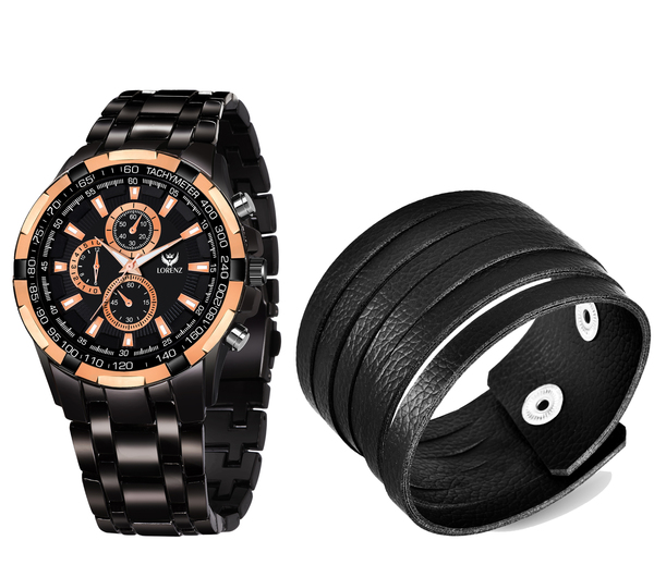 Buy Lorenz Black Dial Analog Watch Watch & Leather bracelet for Men\Boys | 3058-BR4 on EMI