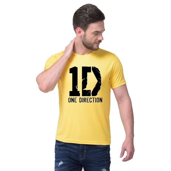 Buy Naira Men's Polyester Graphic Print T-Shirts (Yellow) on EMI