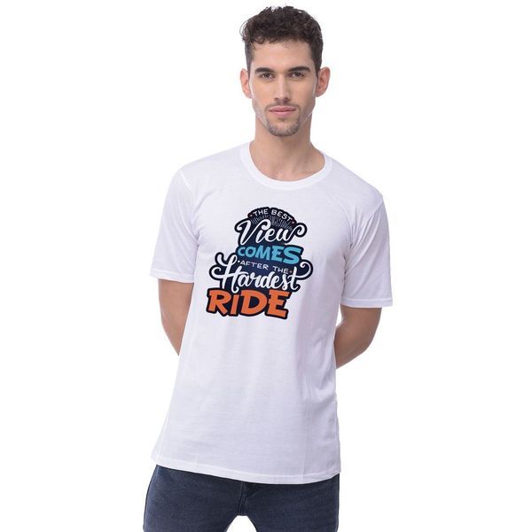 Buy Naira Men's Polyester Graphic Print T-Shirts (White) on EMI