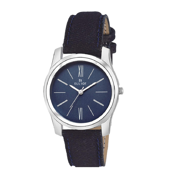 Buy Elliot Blue Dial Analog Leather Strap Wrist Watch for Women on EMI