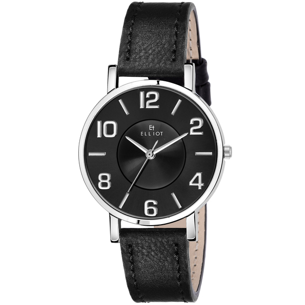 Buy Elliot Black Dial Analog Leather Strap Wrist Watch for Women on EMI