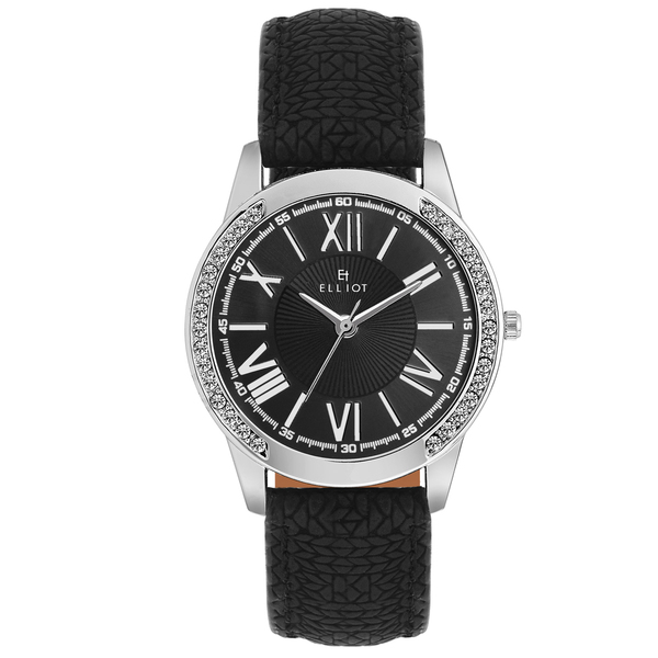 Buy Elliot Black Dial Analog Leather Strap Wrist Watch For Women on EMI