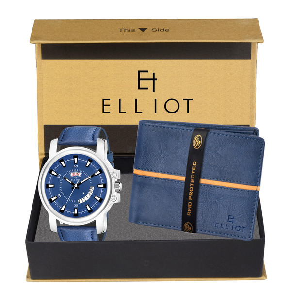 Buy Elliot Combo Set of Analogue Day& Date Feature Watch & Wallet for Men on EMI