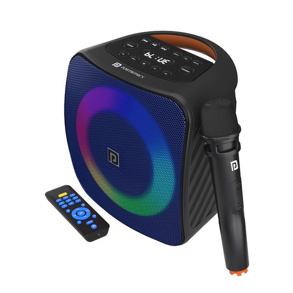 Buy Portronics Dash 40W TWS Bluetooth Portable Speaker with Wireless Karaoke Mic. with Digital Display (Blue) on EMI