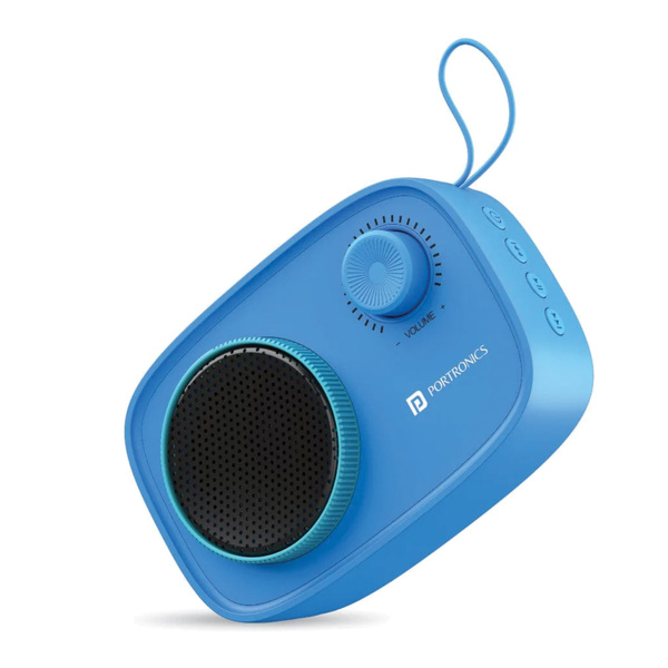 Buy Portronics Pixel 2 Wireless Bluetooth Portable Speaker with Micro SD, 3.5mm Aux, 3W Output, Retro Volume Knob(Blue) on EMI