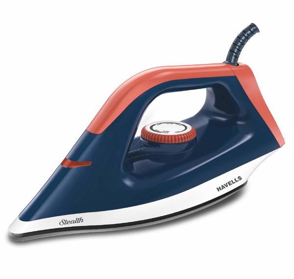 Buy Havells Stealth 1000 watt Dry Iron With American Heritage Non Stick Sole Plate, Aerodynamic Design, Easy Grip Temperature Knob & 2 years Warranty. (Blue) on EMI