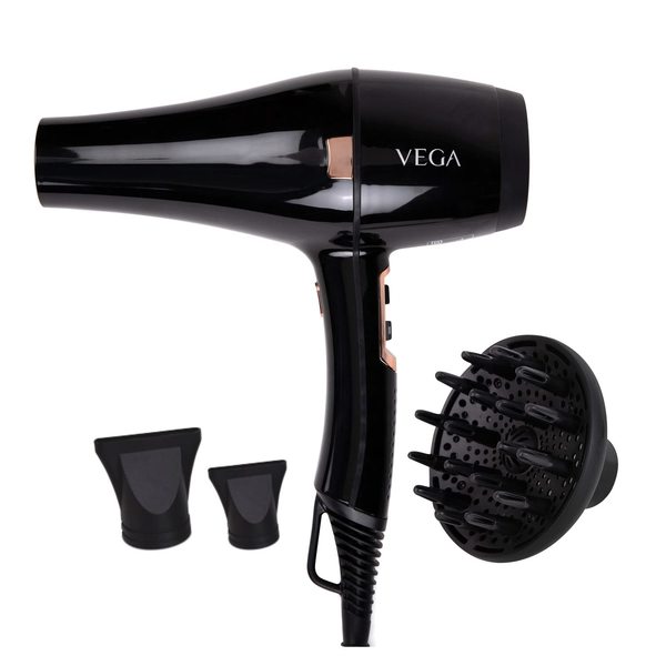 Buy VEGA Pro-Xpert 2200 W Professional Hair Dryer with Diffuser & 2 Detachable Nozzles (VHDP-03) Black on EMI