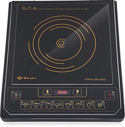 Buy Bajaj Popular Ultra 1400-Watt Induction Cooker Induction Cooktop (Black, Push Button) on EMI