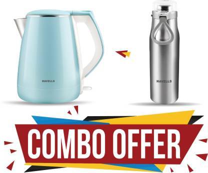 Buy HAVELLS Aqua Plus with S Hot & Cold Bottle Electric Kettle (1.2 L, Blue, Silver) on EMI