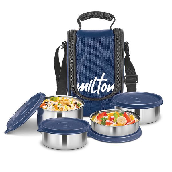Buy Milton Tasty 4 Stainless Steel Lunch Box, Blue on EMI