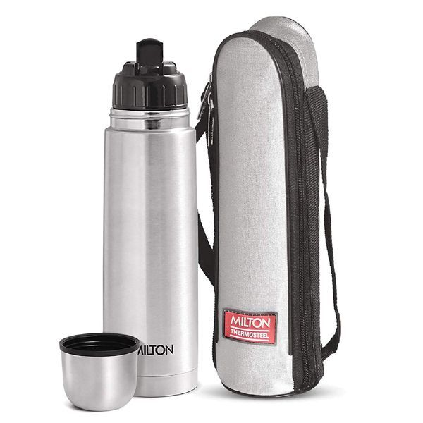 Milton Aura Thermosteel Bottle 24 Hours Hot and Cold Easy to Carry Silver