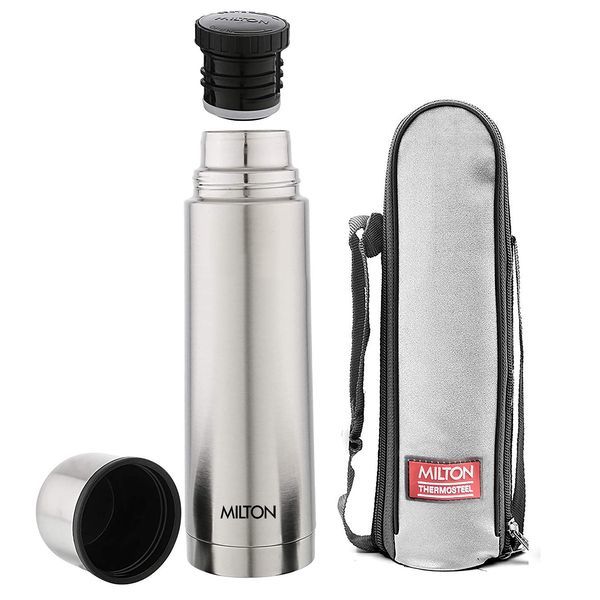 Buy Milton Plain Lid 1000 Thermosteel 24 Hours Hot and Cold Water Bottle, 1 Piece, Litre, Silver | Leak Proof Office Bottle Gym Home Kitchen Hiking Trekking Travel on EMI