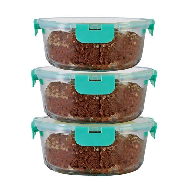 Round Storage Container Transparent Green Package of 3 TALL - The