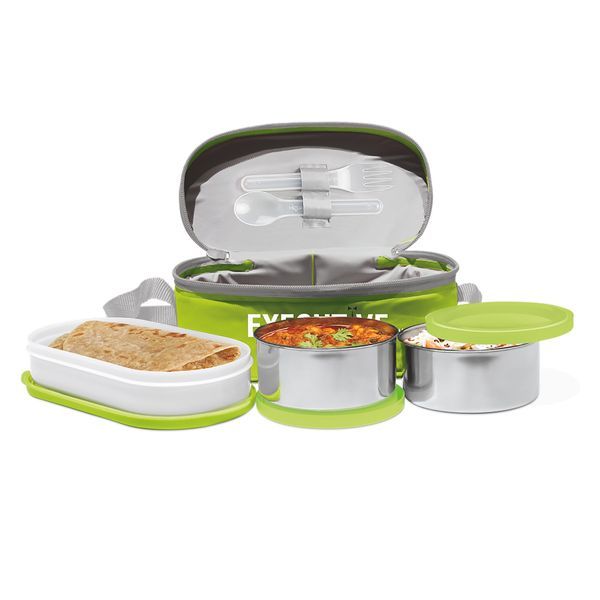 Buy Milton Executive Lunch Insulated Tiffin with 3 Leakproof Containers, Green on EMI
