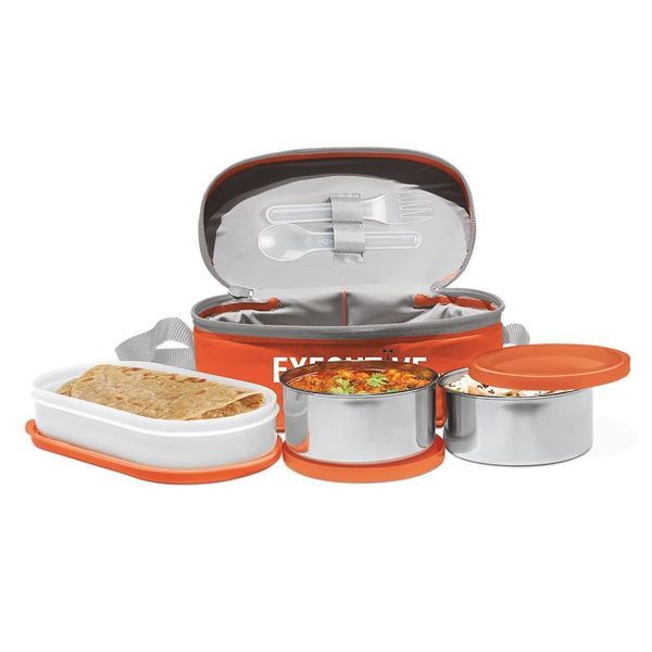 Buy Milton Executive Lunch Insulated Tiffin with 3 Leakproof Containers, Orange on EMI