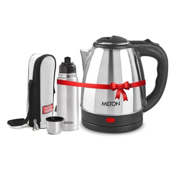 Buy Milton Combo Set Go Electro 2 Ltrs Electric Kettle and Flip Lid 350 ml- Silver Thermosteel Hot or Cold Stainless Steel Water Bottle with Jacket on EMI