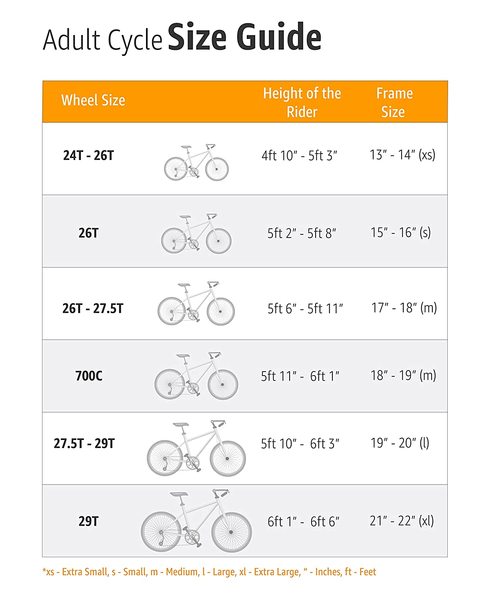 Bike height chart discount adults