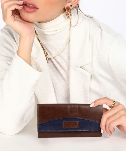 Buy Lorenz Women's Brown-Blue Bi-Fold Faux Leather Hand Clutch Wallet Purse (Star Austin Series)| CLT-03 on EMI