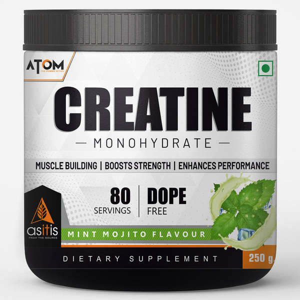 Buy AS-IT-IS ATOM Creatine Monohydrate 250g - 80 Servings | Dope Free Enhances Performance Promotes Muscle Gains |Mint mojito Flavour on EMI