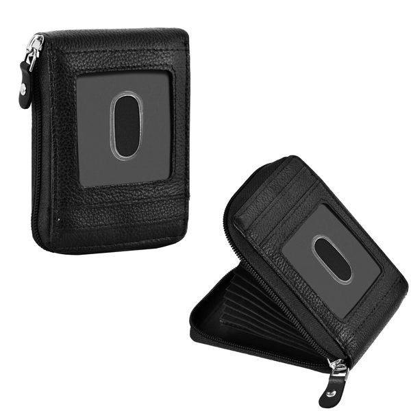 Buy Lorenz Genuine Leather 9 Slot Vertical Credit Debit Card Holder Money Wallet Zipper Coin Purse for Men Women - Black Bi-fold wallet | GL-39 on EMI