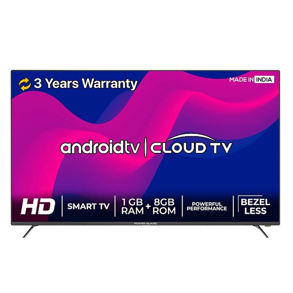 Buy Power Guard 80 cm (32 inches) Frameless HD Ready Smart Android LED TV PG32S1 (Black) on EMI