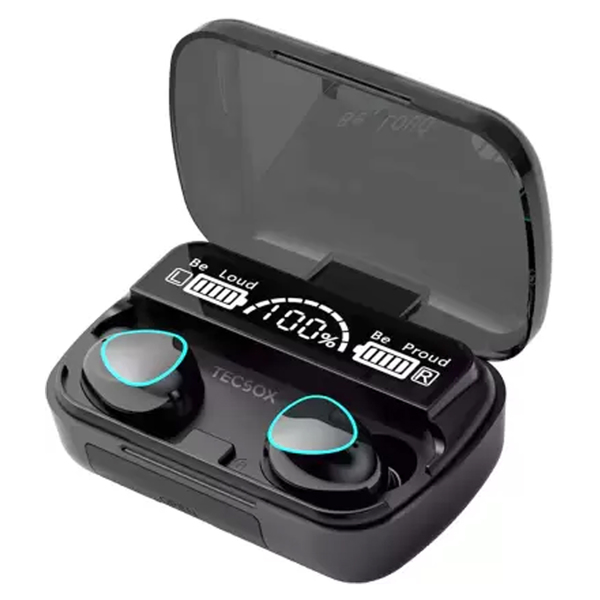 Buy TecSox Max10 True Wireless Earbuds with Charging Case | 45 Hrs Total PlayBack, 3 Single Time (Black) on EMI