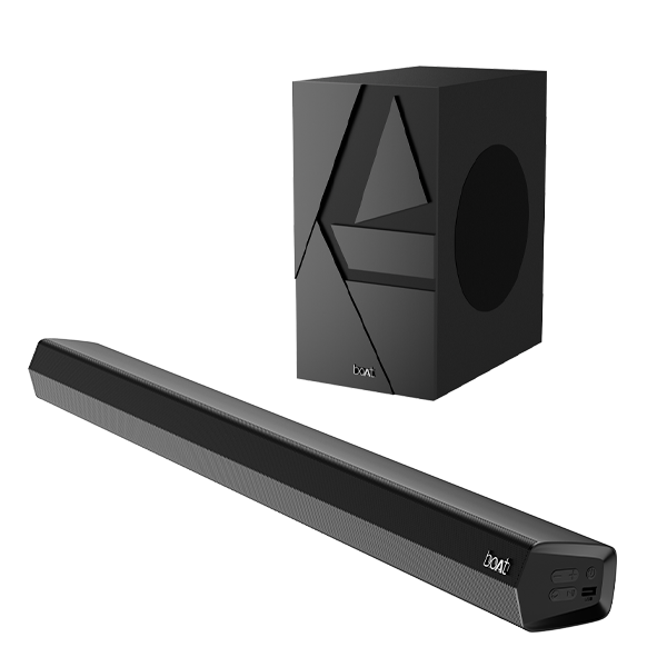 Buy boAt Aavante Bar Thump | 200W RMS boAt Signature Sound, 2.1 Channel Soundbar with Wired Subwoofer, Entertainment EQ Modes, Bluetooth v5.3, USB, AUX, HDMI (ARC) on EMI