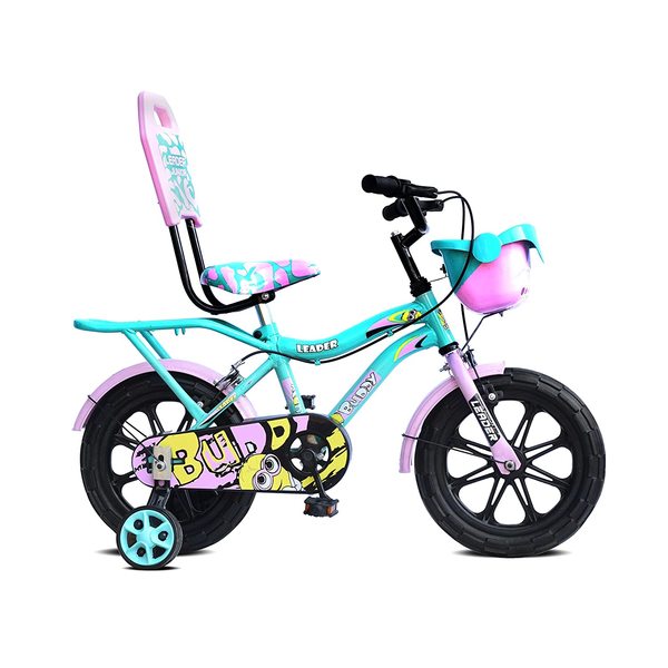 Buy LEADER BUDDY 14T KIDS CYCLE WITH TRAINING WHEELS (SEMI-ASSEMBLED) AGE GROUP 2 - 5 YEARS 14 T Road Cycle (Single Speed, Green, Pink) (Multicolor) on EMI