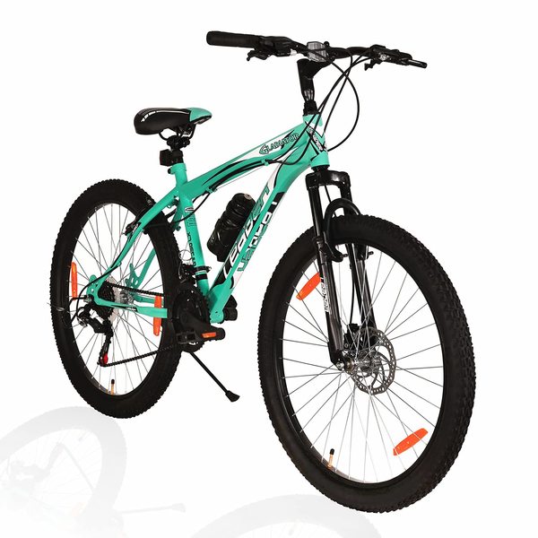 Buy LEADER Gladiator 26tT Multi Speed (21 Speed) Cycle with Front Suspension and Disc Brake 26 T Hybrid Cycle/City Bike Gear, Green, Black) (Multicolor) on EMI
