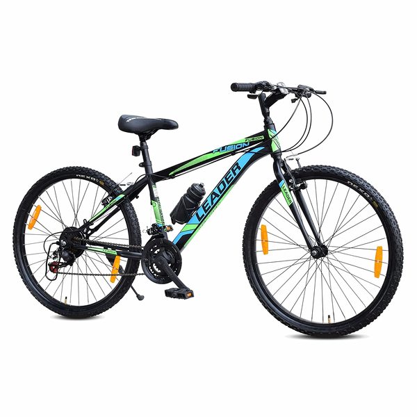 Buy LEADER Fusion 26T Multi Speed (21 Speed) Grear Cycle with Rigid Fork and Power Brake 26 T Hybrid Cycle/City Bike Gear, Black) (Multicolor) on EMI