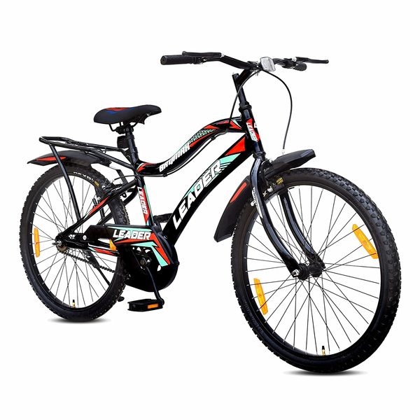 Buy LEADER Baymax 26T IBC MTB cycle With Carrier Single Speed for Men 26 T Hybrid Cycle/City Bike (Single Speed, Black) on EMI