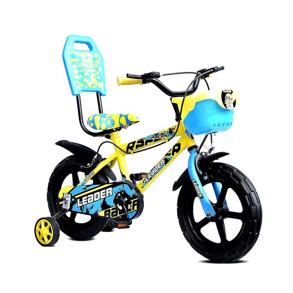 Buy LEADER Racer 14t Kids Cycle With Training Wheels (Semi-Assembled) Age Group 2 - 5 Years 14 T Road (Single Speed, Yellow) (Multicolor) on EMI
