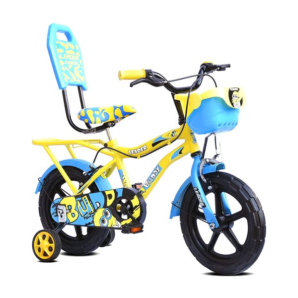 Buy LEADER BUDDY 14T KIDS CYCLE WITH TRAINING WHEELS (SEMI-ASSEMBLED) AGE GROUP 2 -5 YEARS 14 T Road Cycle (Single Speed, Yellow, Blue) (NEON YELLOW) on EMI