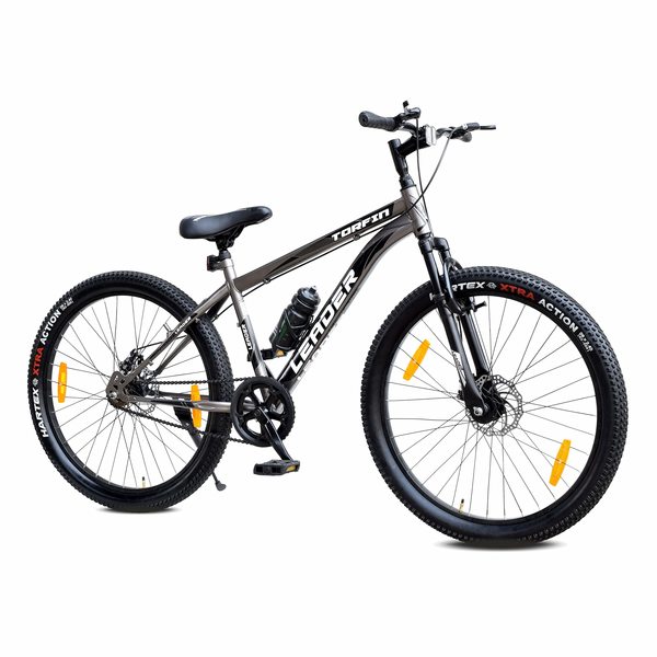 Buy LEADER TORFIN 26T MTB Cycle with Dual Disc Brake & Front Suspension 26 T Mountain (Single Speed, Grey) on EMI