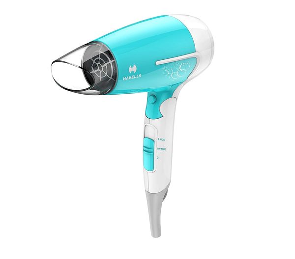 Buy Havells HD3151 1200 Watts Foldable Hair Dryer; 3 Heat (Hot/Cool/Warm) Settings including Cool Shot button; Balance Technology (Turquoise) on EMI