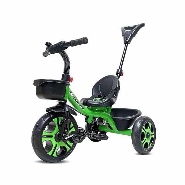 Buy Kidsmate Junior Plug N Play Kids/Baby Tricycle with Parental Control, Storage Basket, Cushion Seat and Belt for 12 Months to 48 Boys/Girls/Carrying capacityupto30Kgs (Green) on EMI