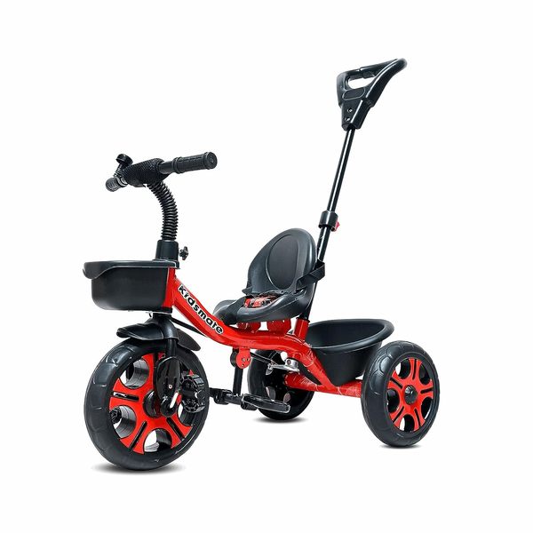 Buy Kidsmate Junior Plug N Play Kids/Baby Tricycle with Parental Control, Storage Basket, Cushion Seat and Belt for 12 Months to 48 Boys/Girls/Carrying capacityupto30Kgs (Red) on EMI