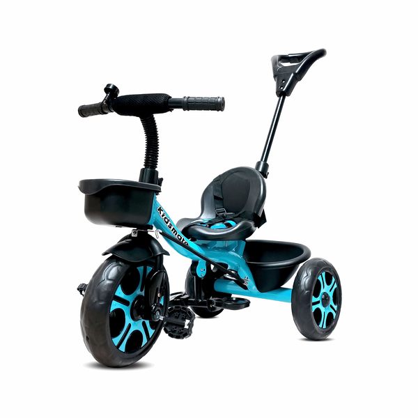 Buy Kidsmate Junior Plug N Play Kids/Baby Tricycle with Parental Control, Storage Basket, Cushion Seat and Belt for 12 Months to 48 Boys/Girls/Carrying capacityupto30Kgs (Blue) on EMI