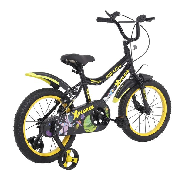 Buy Reach Xplorer Kids Cycle 16T with Training Wheels | for Boys and Girls 90% Assembled Frame Size: 12" Ideal Height: 3 ft 8 inch+ Ages 4-8 Years (Black, Yellow) on EMI