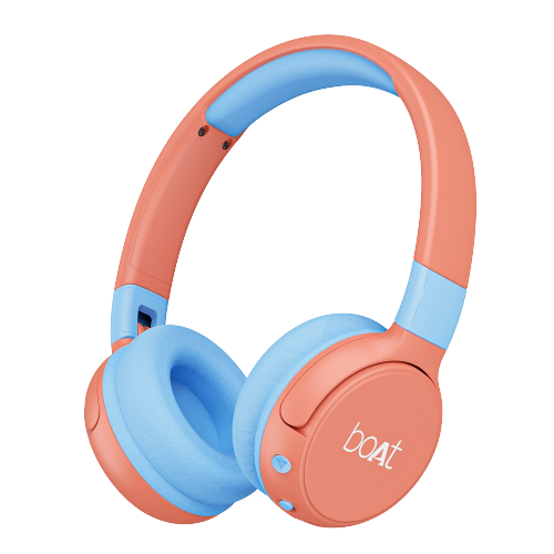 Buy boAt Rockid Rush Kids Wireless Bluetooth Headphone with 10Hours Playback, 30mm drivers, 85 dB Loudness Limit (Coral) on EMI
