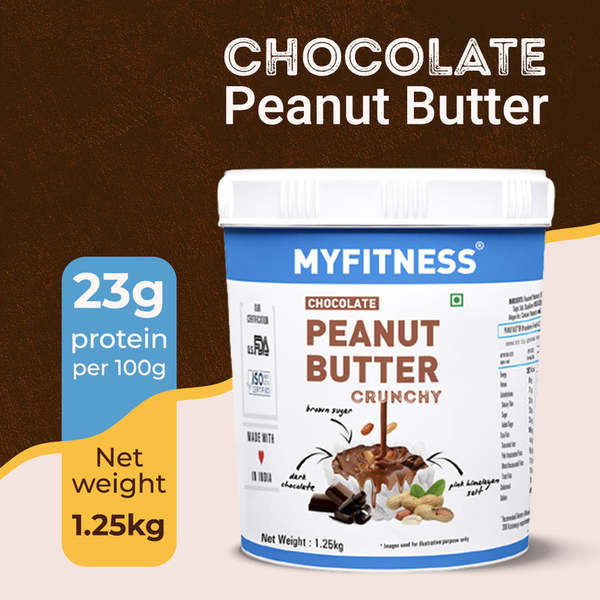 Buy MYFITNESS Chocolate Peanut Butter Crunchy 1250g | 23g Protein | Unsweetened Belgian Dark Chocolate | Vegan | Cholesterol Free, Gluten Free | No Hydrogenated Oil | Zero Trans-Fat on EMI