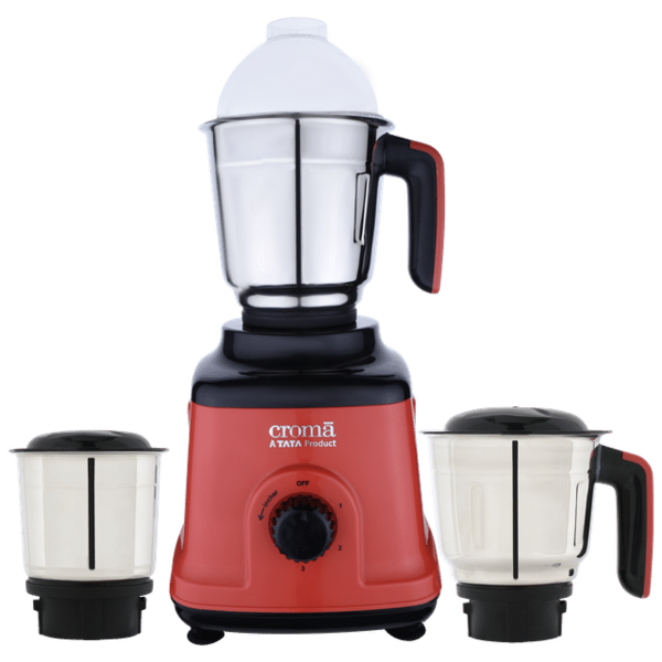Buy Croma 750 Watt 3 Jars Mixer Grinder (Overload Protection, Red/Black) With 2 Years Warranty (Red) - A Tata Product on EMI
