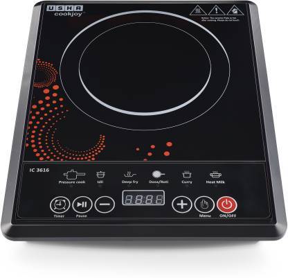 Buy USHA Cook Joy (3616D) 1600-Watt Induction Cooktop (Black), Sealed, 1 Burner on EMI